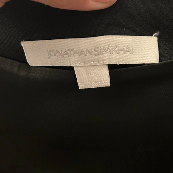 Jonathan Simkhai Satin-Combo Front-Slit Pants - Picture 5 of 6